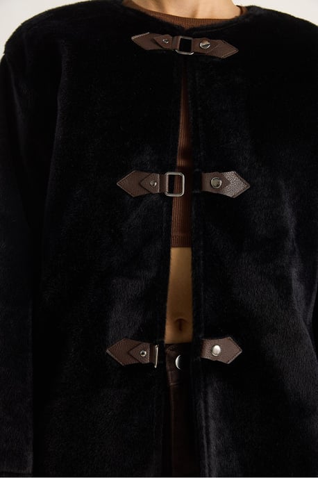 Gestructureerde Gabardine Buttoned Coat met Jacketkraag - Image 5