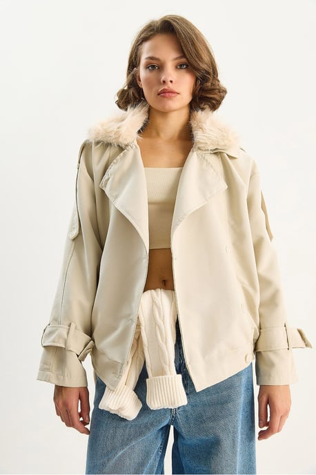 Trenchcoat met Nepbont Kraag - Image 2