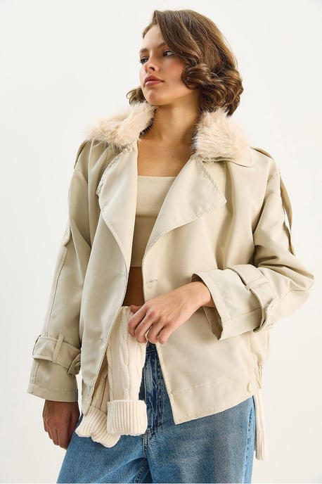 Trenchcoat met Nepbont Kraag - Image 3
