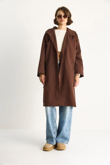Oversized Midi Trenchcoat met Sjaalkraag - Image 2