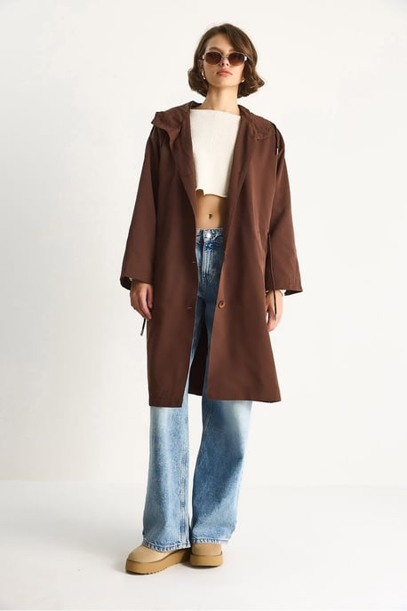 Oversized Midi Trenchcoat met Sjaalkraag - Image 4