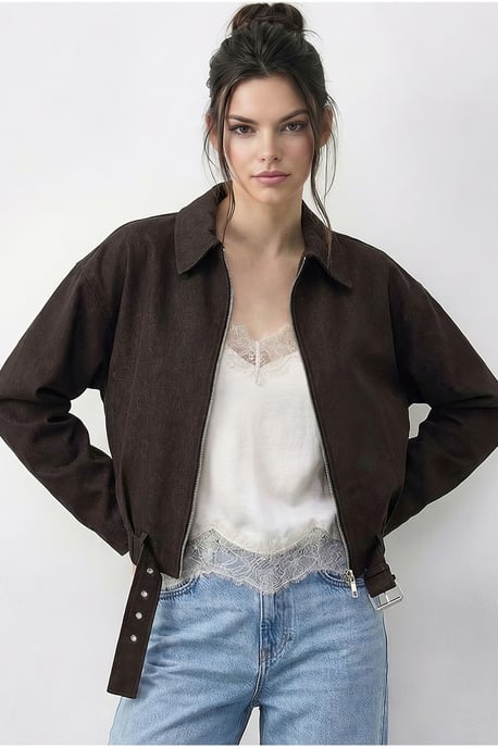 Oversized Denim Bomberjack met Riem - Image 1
