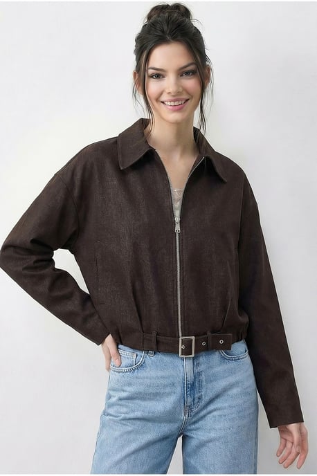 Oversized Denim Bomberjack met Riem - Image 2
