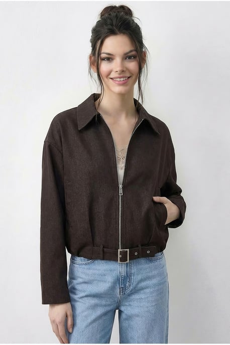 Oversized Denim Bomberjack met Riem - Image 3