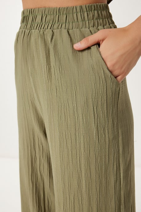 Hoge Taille Twee-delige Set met Kraag en Wijde Pantalons - Image 6