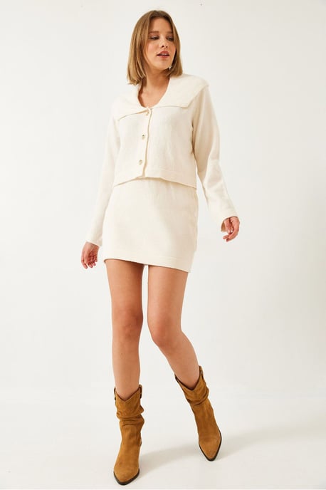 Geknoopte Sjaalkraag Brei Co-Ord Set - Image 3
