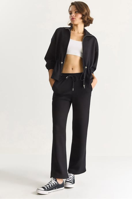 Aangesloten Lange Mouwen Jacket en Flared Broeken Set - Image 1