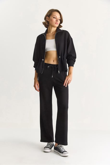 Aangesloten Lange Mouwen Jacket en Flared Broeken Set - Image 2