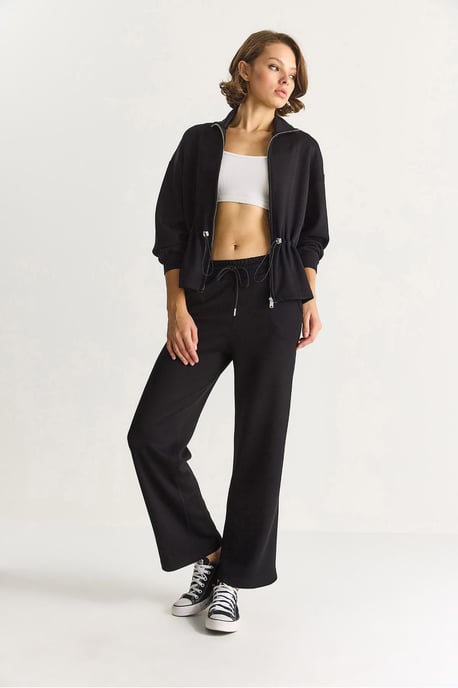 Aangesloten Lange Mouwen Jacket en Flared Broeken Set - Image 3