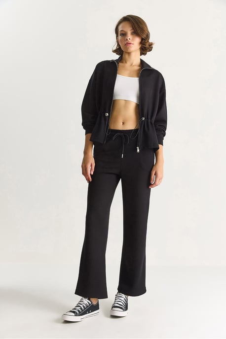 Aangesloten Lange Mouwen Jacket en Flared Broeken Set - Image 4