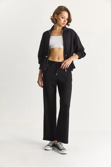 Aangesloten Lange Mouwen Jacket en Flared Broeken Set - Image 5