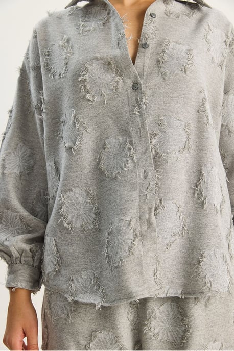 Geborduurde Overmaatse Shirt en Wijde Broek Set - Image 6