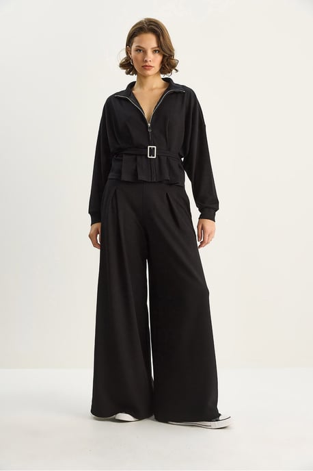 Geknoopte Jas en Broek Gebreide Twee-Piece Set - Image 2