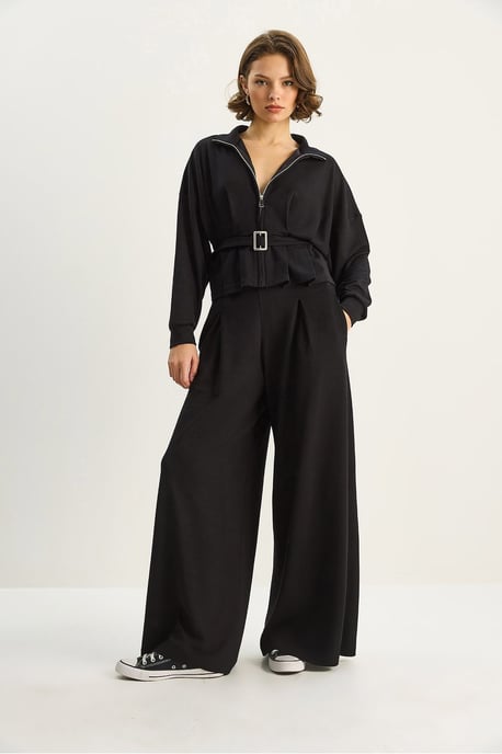 Geknoopte Jas en Broek Gebreide Twee-Piece Set - Image 3