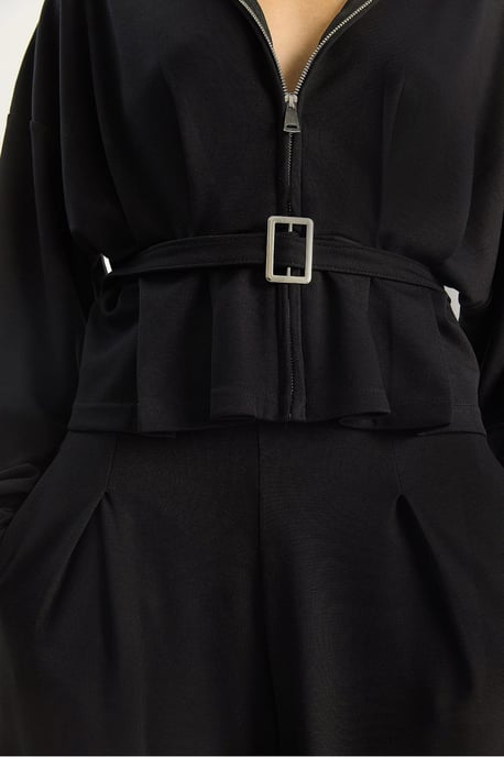 Geknoopte Jas en Broek Gebreide Twee-Piece Set - Image 4