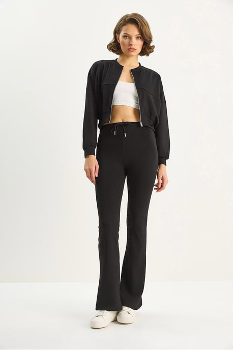 Hoge Taille Flair Broek en Bomberjack Twee-Stuks Coördinatie Set - Image 3