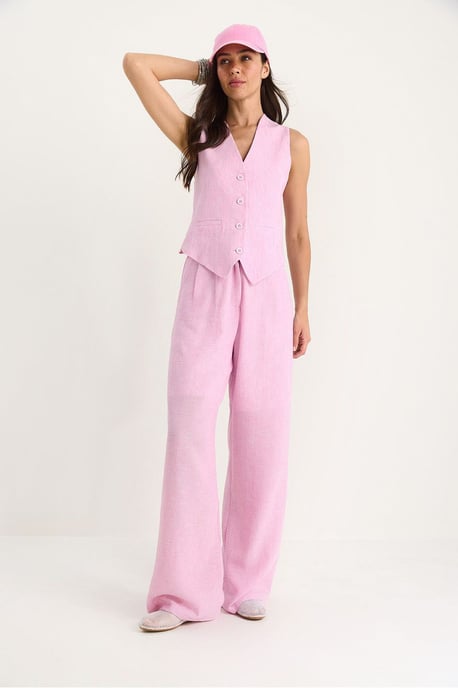V-hals Vest en Wijde Broek Twee-delige Coördinatie Set - Image 2