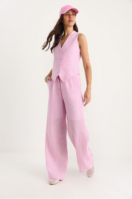 V-hals Vest en Wijde Broek Twee-delige Coördinatie Set - Image 3