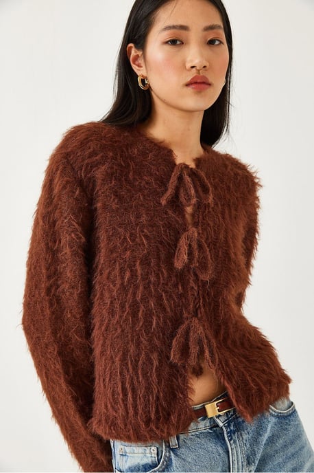 Kanten Korte Ribgebreide Cardigan met Striksluiting - Image 4
