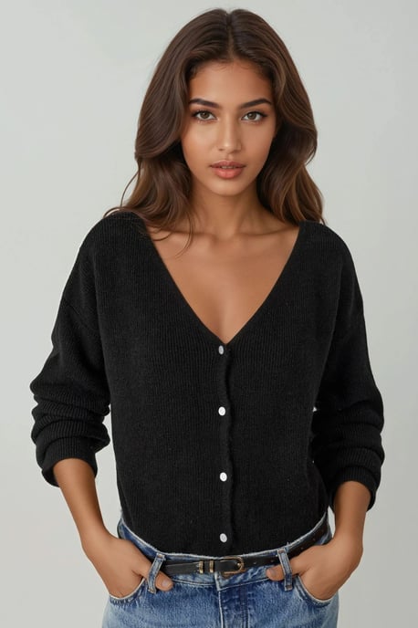 Ultra Zachte V-hals Gebuttonde Dual-use Cardigan - Image 1
