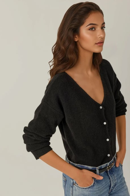 Ultra Zachte V-hals Gebuttonde Dual-use Cardigan - Image 5