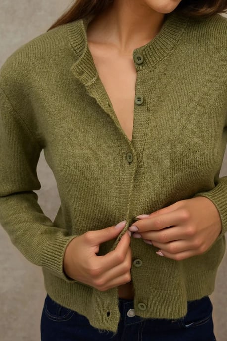 Ronde Hals Breikleding Zachte Touch Cardigan - Image 2