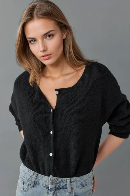 Ultra Zacht Crew Neck Knopen Dubbelzijdig Cardigan - Image 2