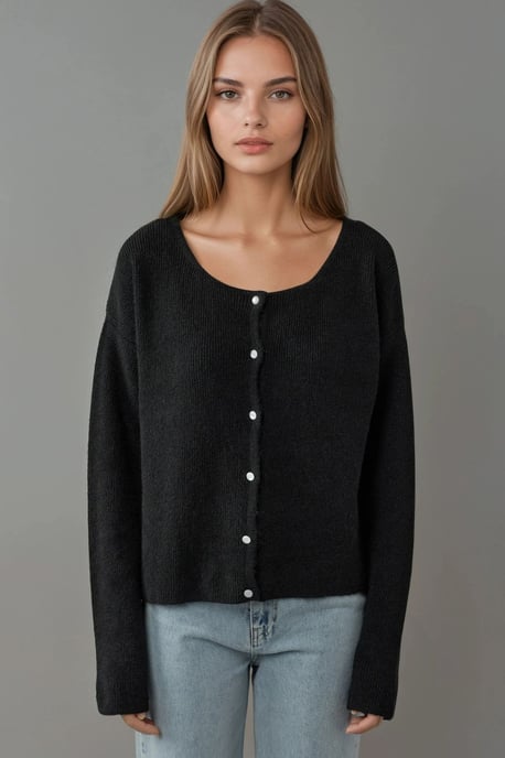 Ultra Zacht Crew Neck Knopen Dubbelzijdig Cardigan - Image 4