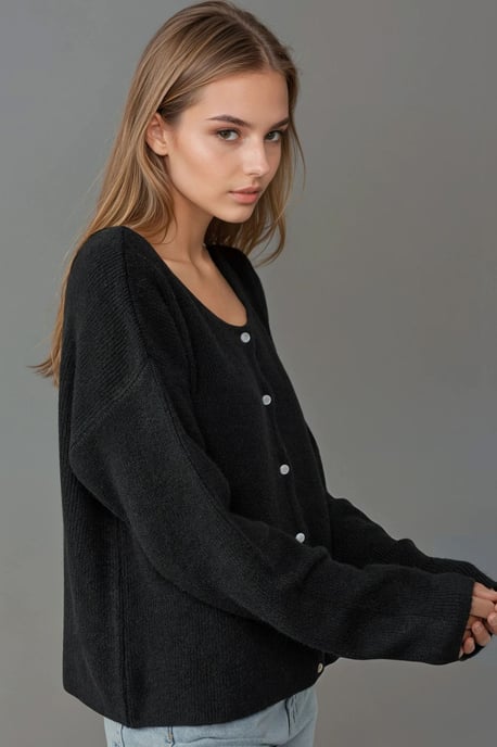 Ultra Zacht Crew Neck Knopen Dubbelzijdig Cardigan - Image 5