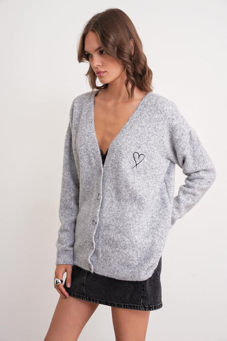 Oversized Gebreide Cardigan met Hartdetail - Image 4