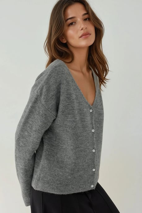 Ultra Zachte V-hals Gebuttonde Dual-use Cardigan - Image 5
