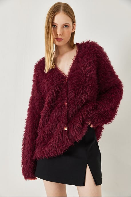 Dikke Geribde V-Hals Cardigan met Knopen Sluiting - Image 4