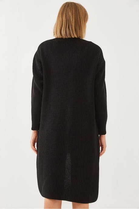 Gestructureerde Lange V-hals Knopen Cardigan - Image 4