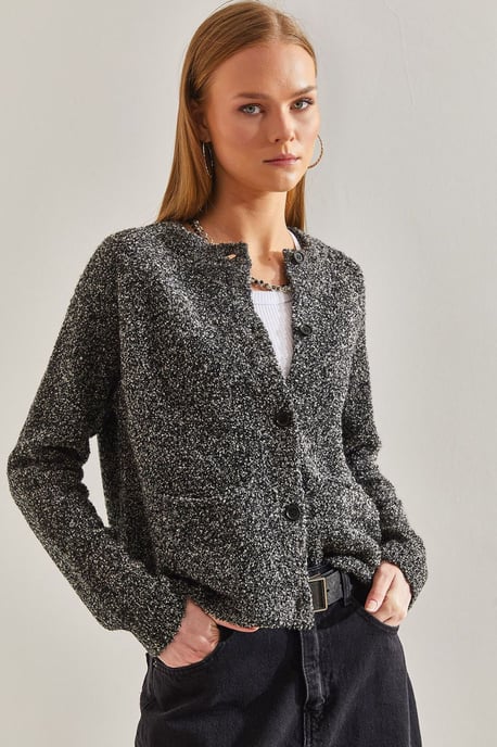 Textured Knit Cardigan met Knopen Sluiting - Image 1