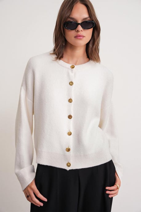Knopenribgebreide Cardigan - Image 1