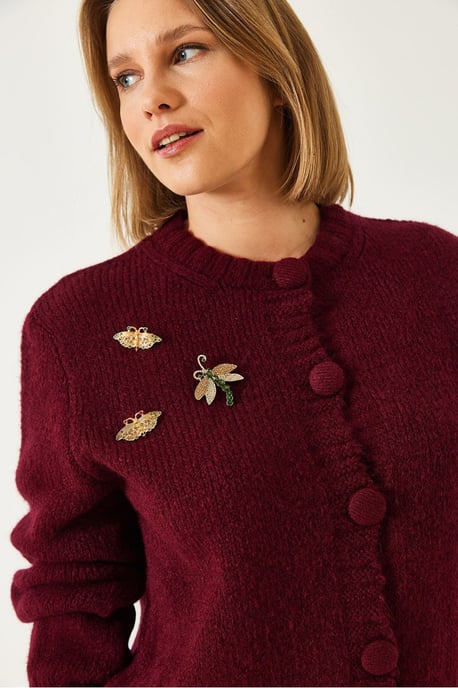 Getextureerde Brei Cardigan met Pompom - Image 4