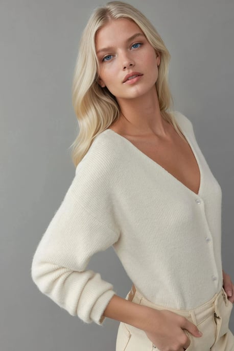 Ultra Zachte V-hals Knop Cardigan met Dubbel Gebruik - Image 3