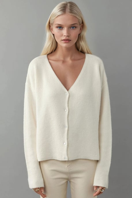 Ultra Zachte V-hals Knop Cardigan met Dubbel Gebruik - Image 6
