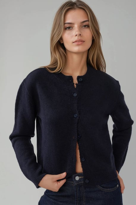 Ronde Hals Breigoed Zachte Touch Cardigan - Image 1