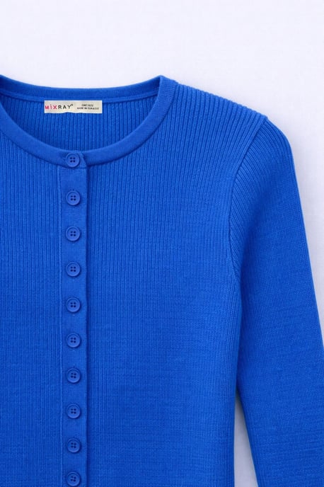 Geknoopte Slim Fit Ribbelgebreide Cardigan - Image 2