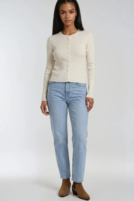 Geknoopte Slim Fit Ribbelgebreide Cardigan - Image 3