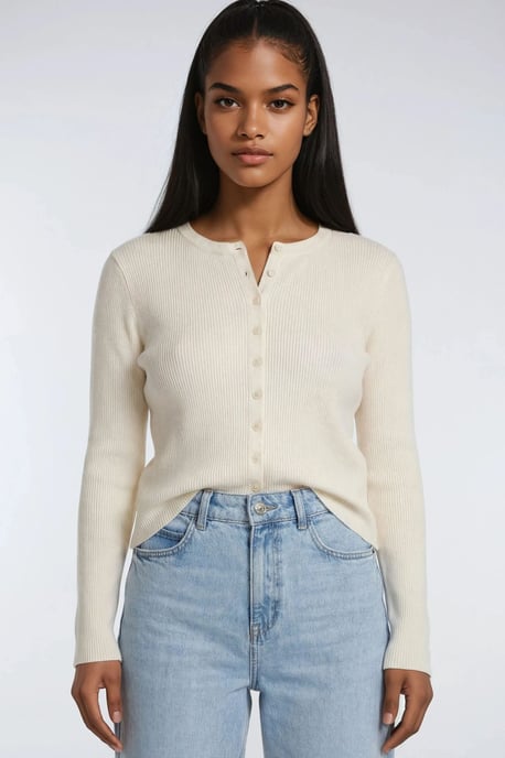 Geknoopte Slim Fit Ribbelgebreide Cardigan - Image 5