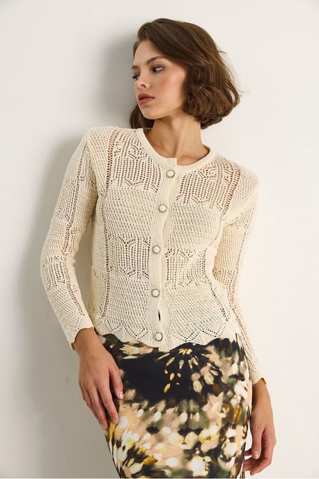 Dunne Gebreide Cardigan met Knopen Sluiting - Image 2