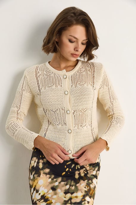 Dunne Gebreide Cardigan met Knopen Sluiting - Image 3