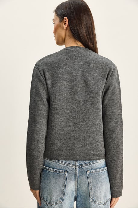 Ronde Hals Gebreide Cardigan met Strikdetail - Image 6