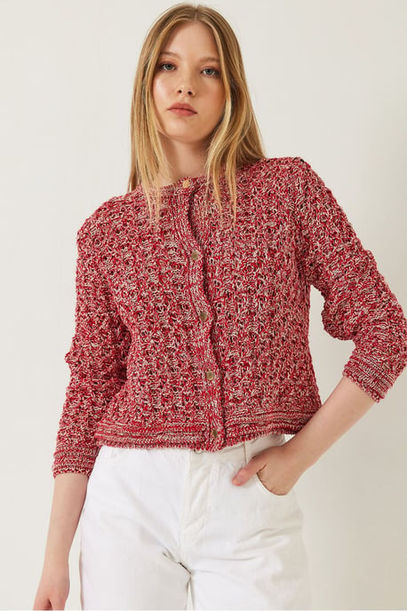 Geweven Crop Cardigan met Knopen Sluiting - Image 2