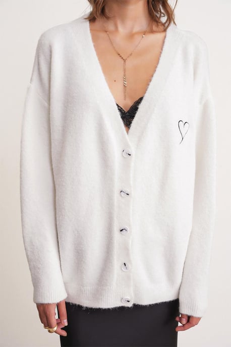 Oversized Gebreide Cardigan met Hartdetail - Image 4