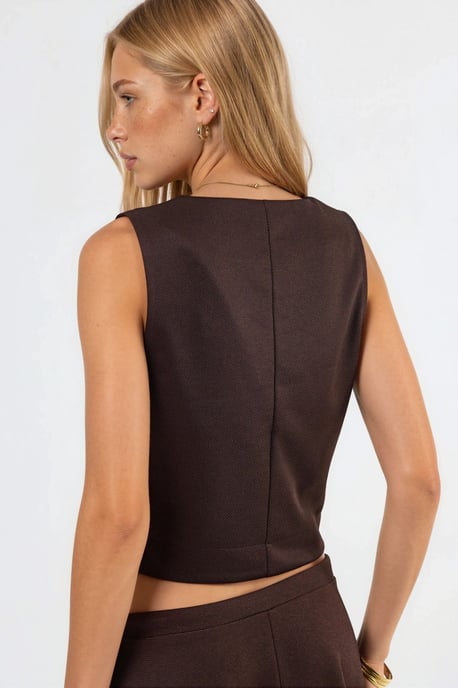 Effen V-hals Geknoopte Vest - Image 3