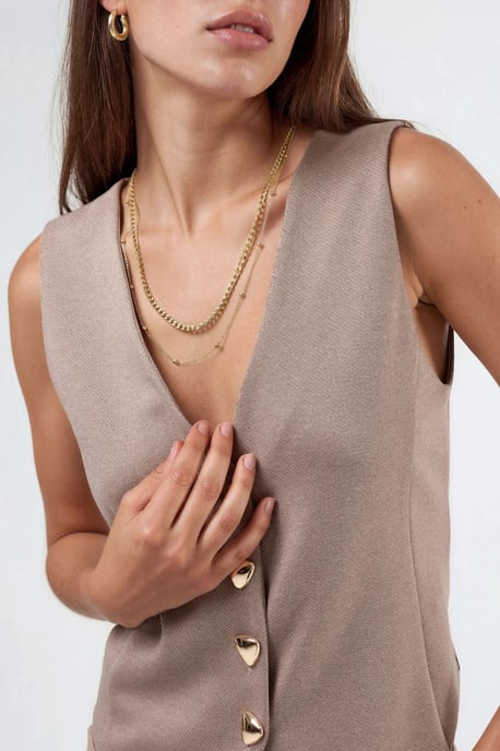 Effen V-hals Geknoopte Vest - Image 6