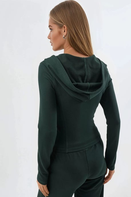 Hooded Fitted Katoenen Jas met Ritsluiting - Image 5